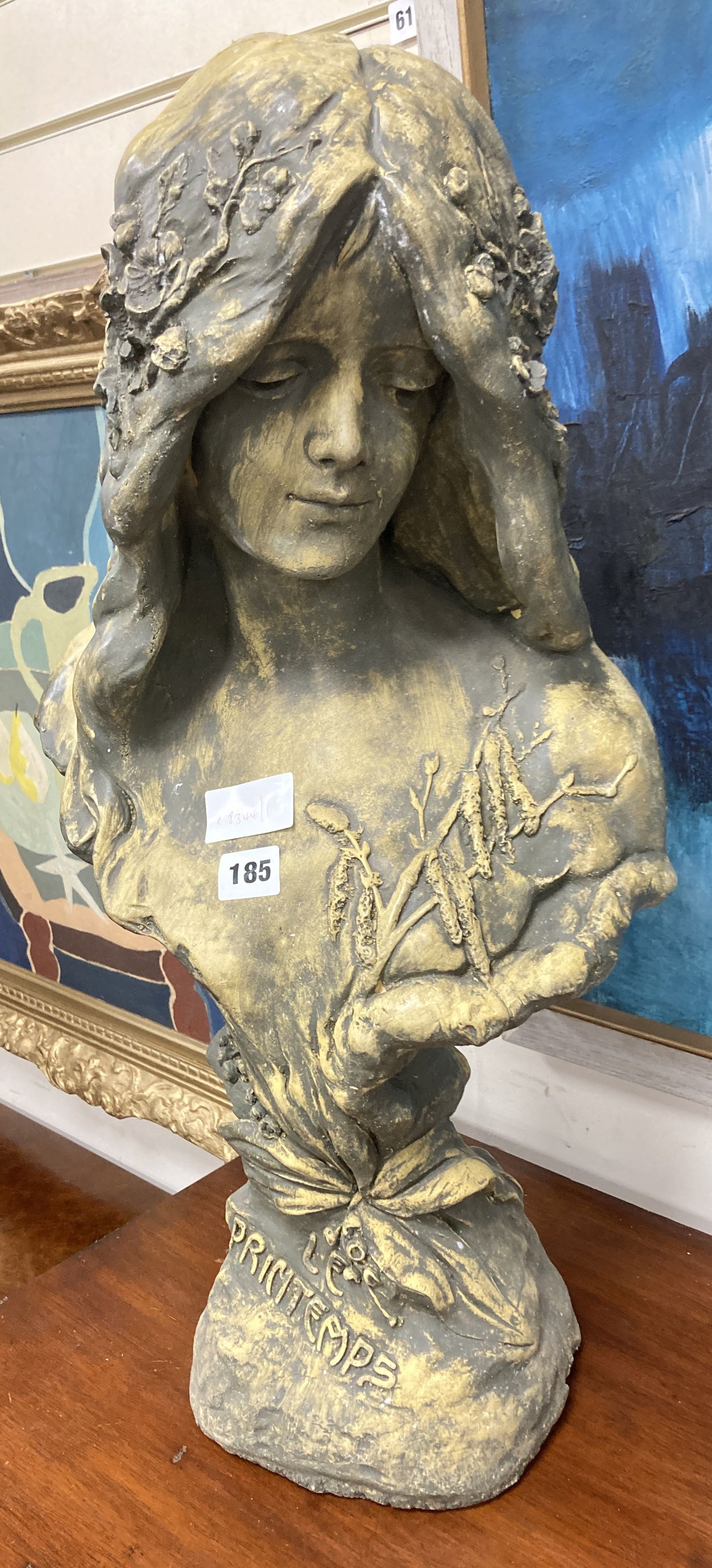 A composition Art Nouveau-style bust Printemps, height 63cm